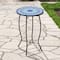 19" Blue Sun Mosaic Glass Patio Side Table
